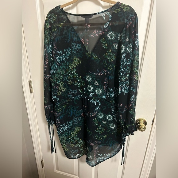 H&M CONSCIOUS Sheer Recycled Poly mini Dress Floral Sz 14 - Picture 4 of 5